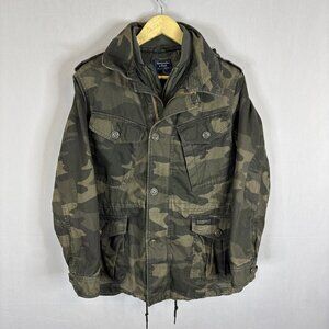 Abercrombie & Fitch Men’s Camo Military Field Jacket XS Army Green Cotton Lined